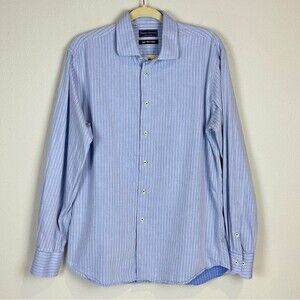 Gianni Orvietto Blue Pinstripe Shirt 16.5/42